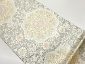 華文に花唐草模様織出し全通袋帯